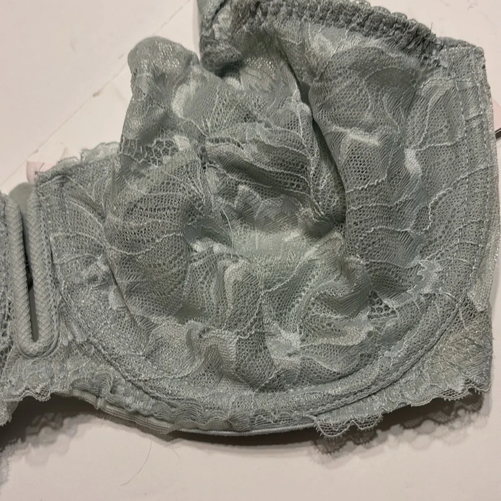 Auden Light Green Unlined Balconette Coverage Lace Underwire Bra